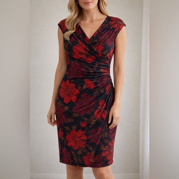 Lauren Ralph Lauren Dresses & Skirts - Lauren Ralph Lauren Red  Floral Midi Dress